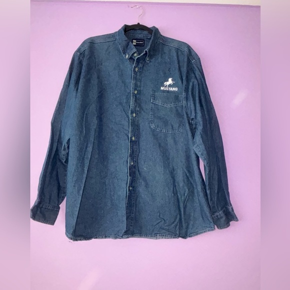 Mustang Men's Classic Denim Shirt - Dark Blue(0038) - Picture 9 of 10